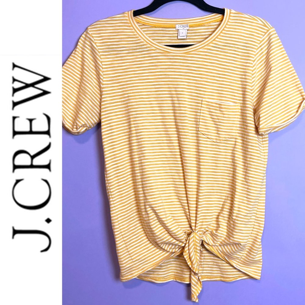 J. Crew Yellow & White Striped Tee Size Small